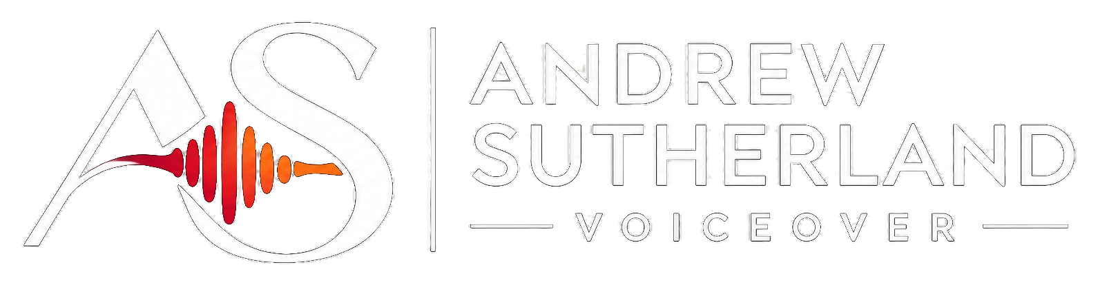 Andrew Sutherland Voiceover, white logo