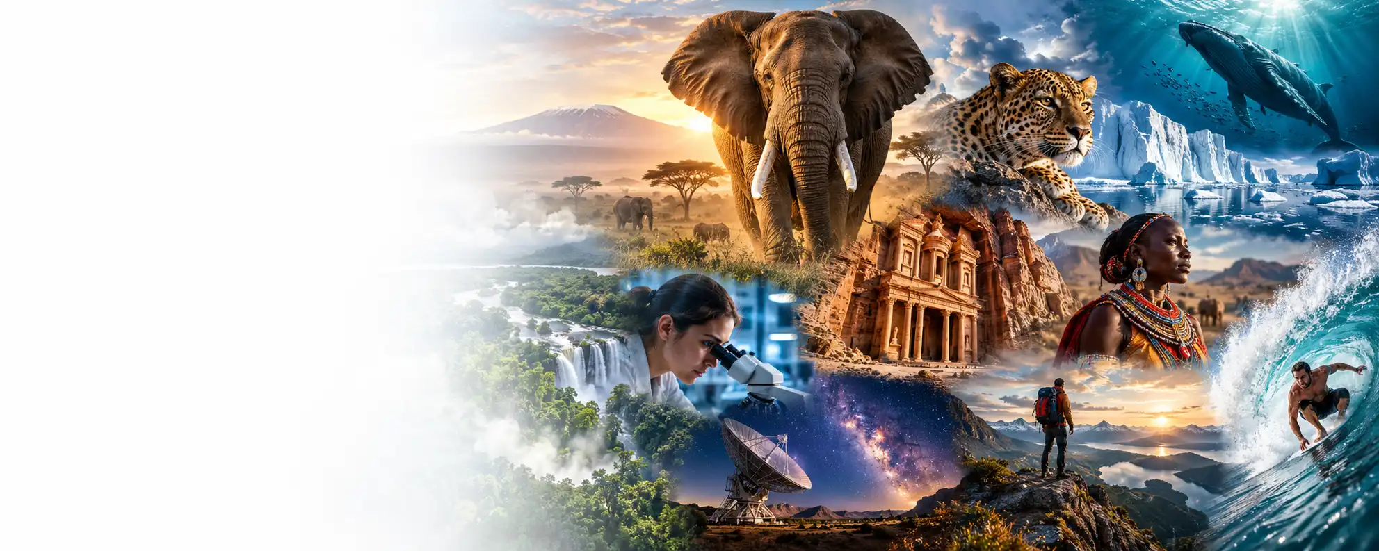 Montage of wildlife and historical scenes representing factual documentary storytelling.